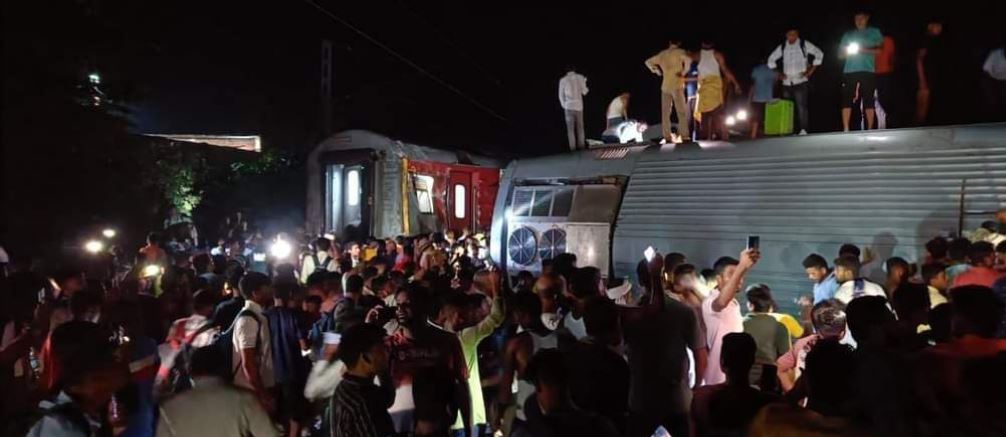 Three coaches of the North East Superfast train derailed at Raghunathpur railway station in the Buxar district of Bihar.